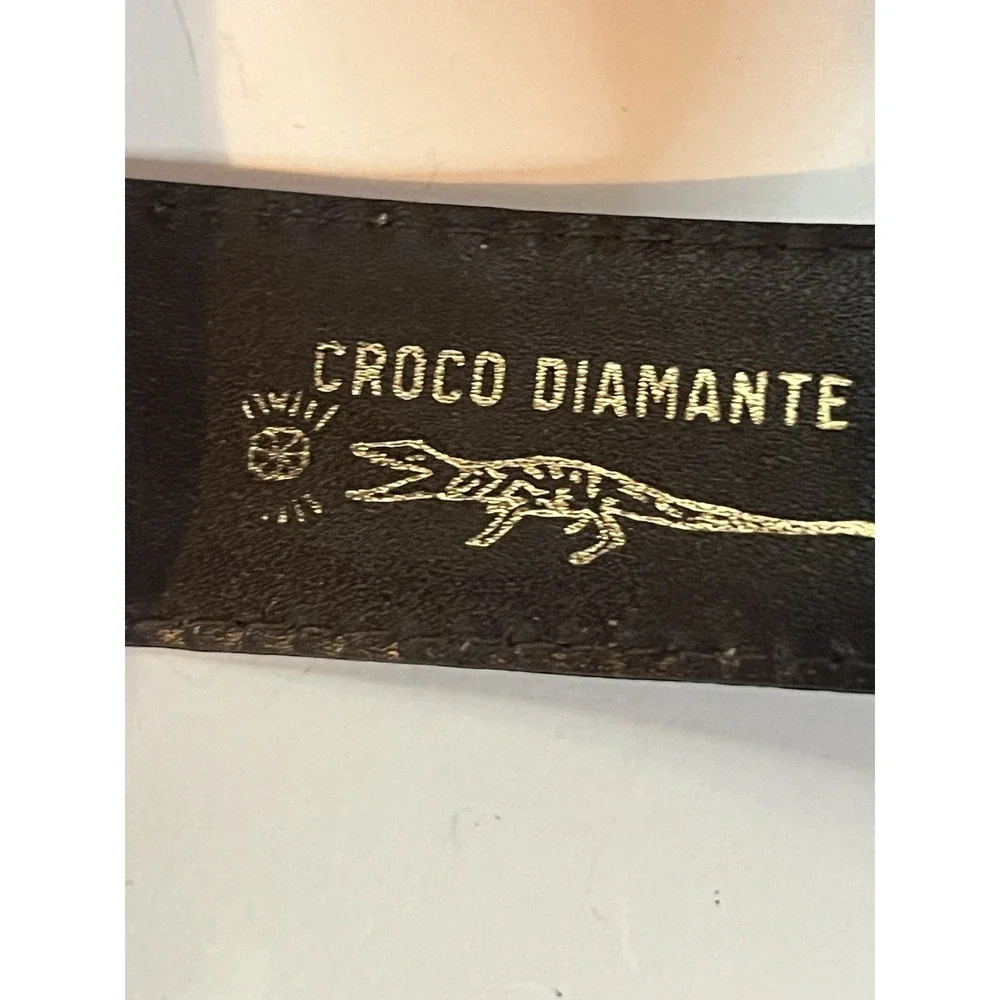 Men's Brown Desmo Italy Croco Diamante Crocodile Leather Belt 90/105 32